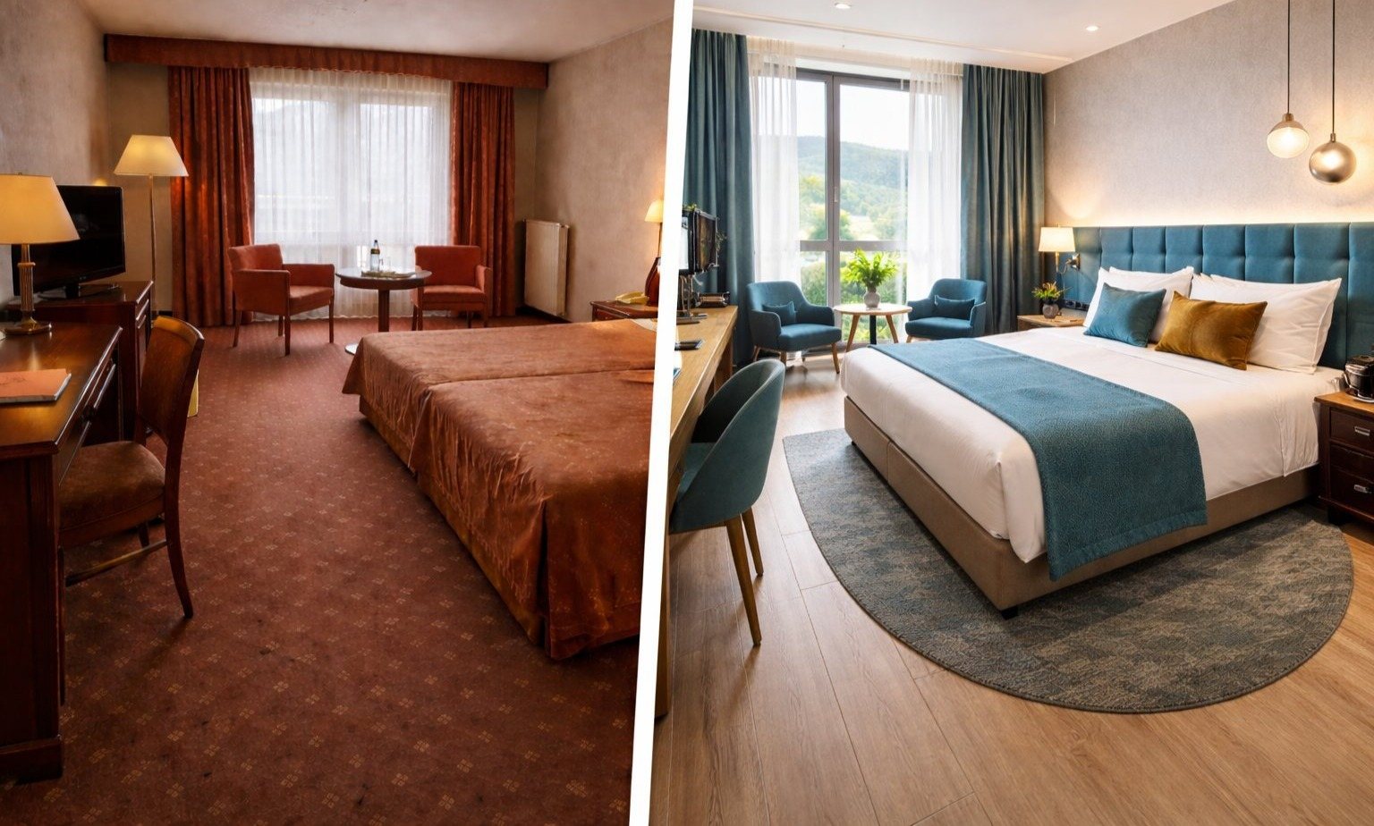 Hotelzimmer Renovierung — Vorher und Nachher